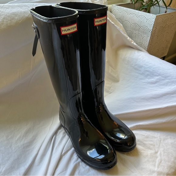 Hunter Shoes - Hunter Original Back Adjustable Tall Rain Boots Size 11, Gloss Black